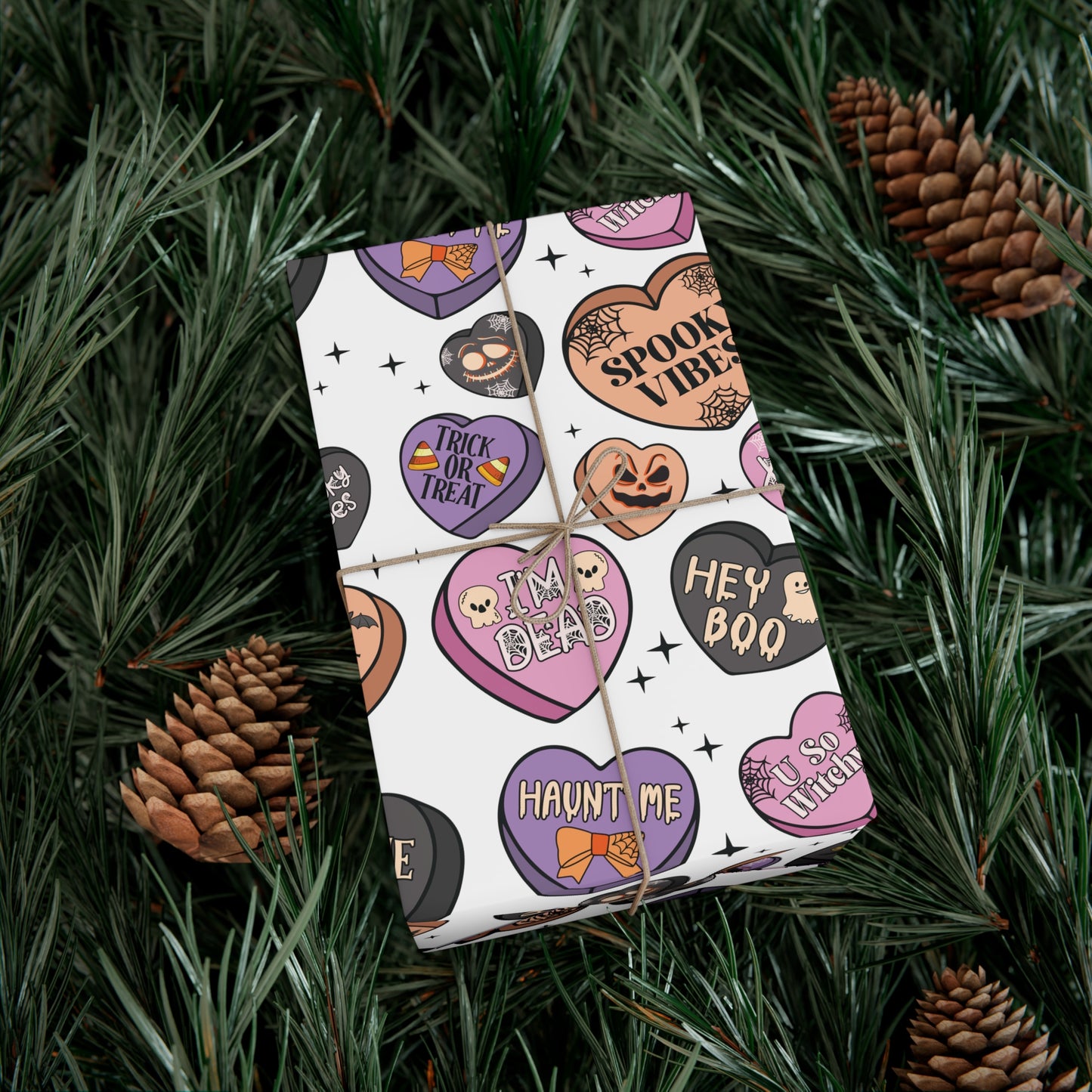 Spooky Candy Hearts Gift Wrap Paper