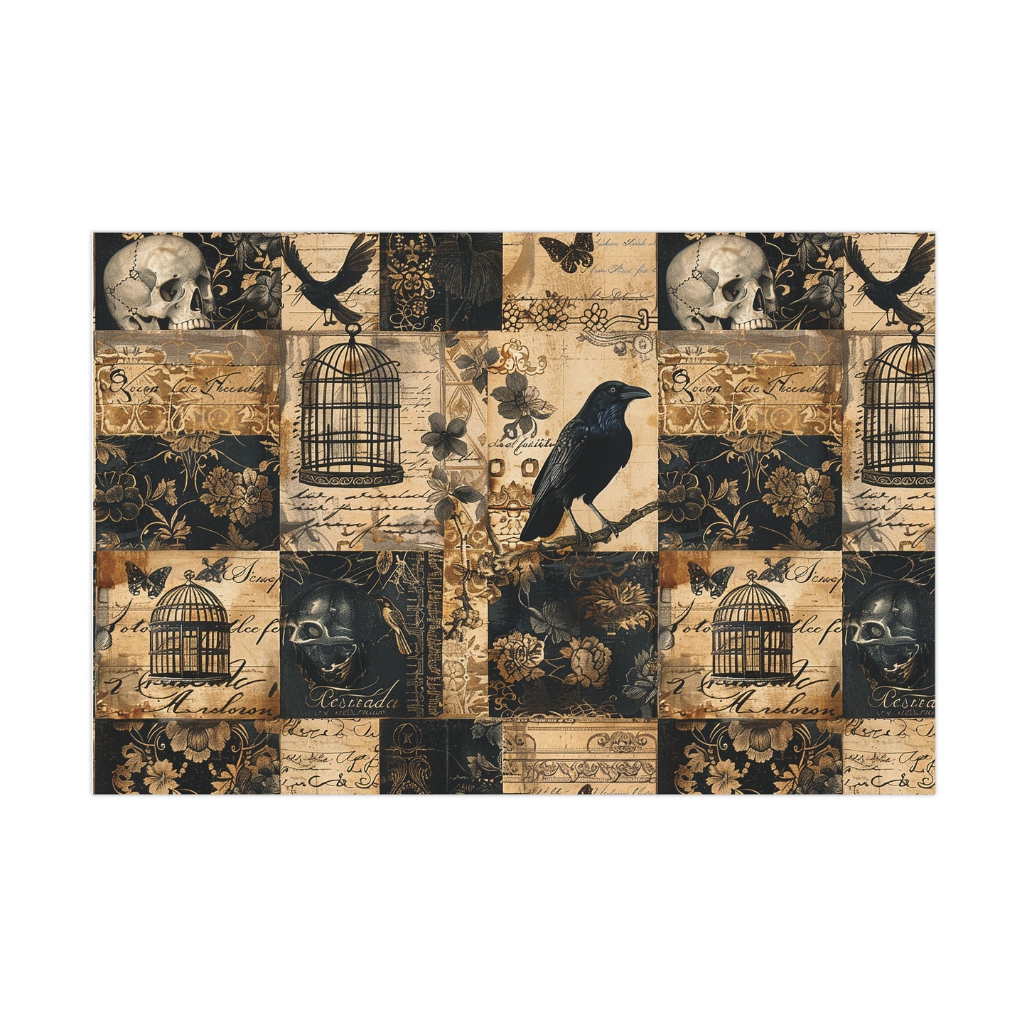 Victorian Golden Goth Gift Wrap Paper