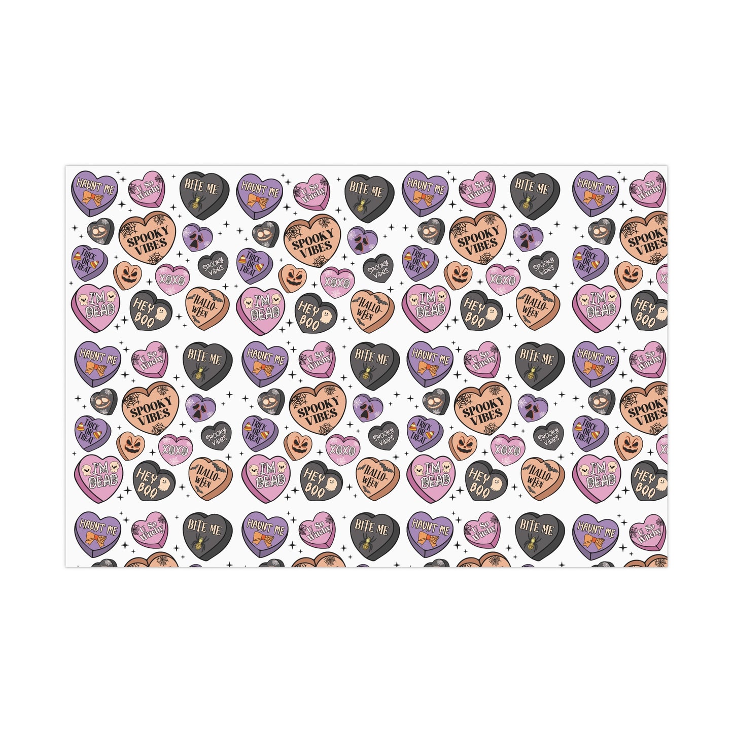 Spooky Candy Hearts Gift Wrap Paper