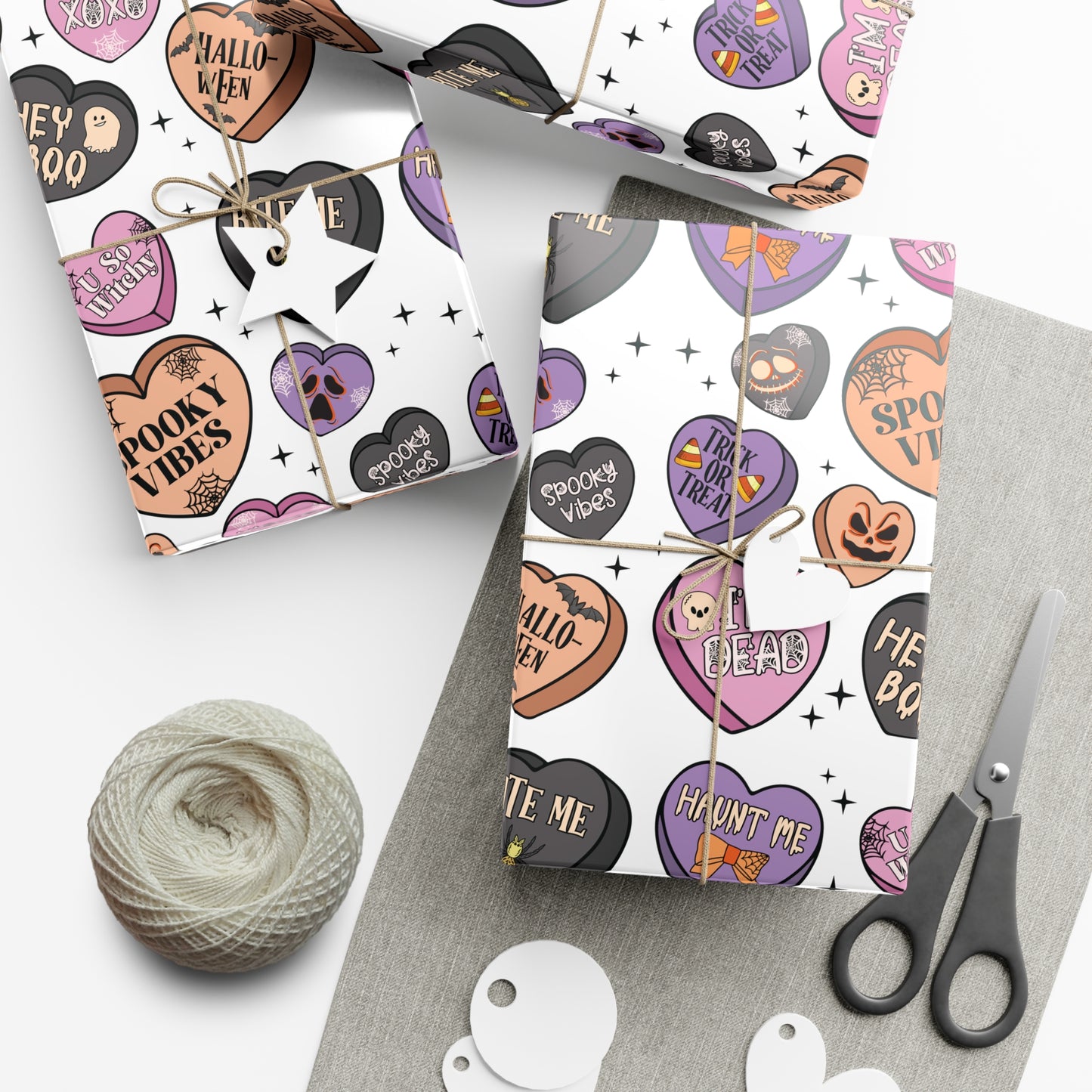 Spooky Candy Hearts Gift Wrap Paper