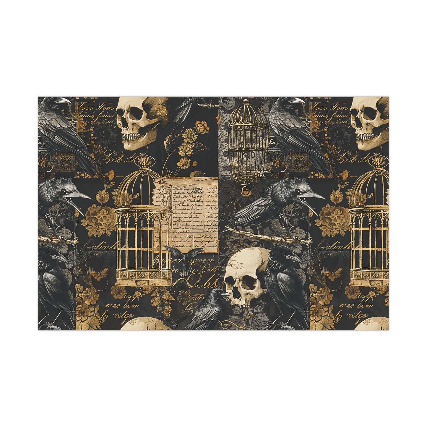 Skull and Crows Gift Wrap Paper