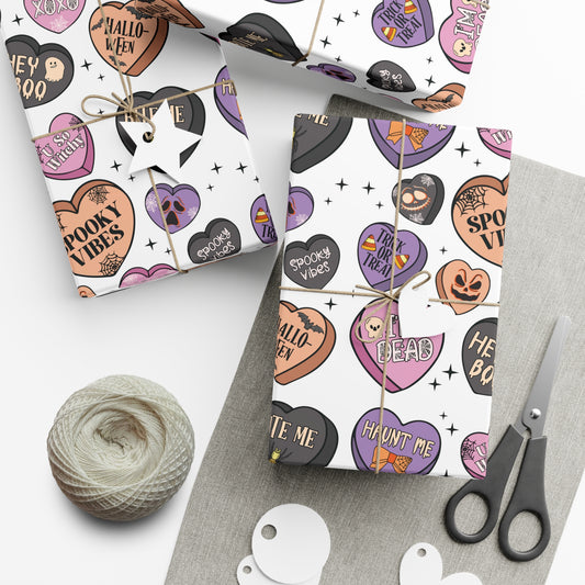 Spooky Candy Hearts Gift Wrap Paper